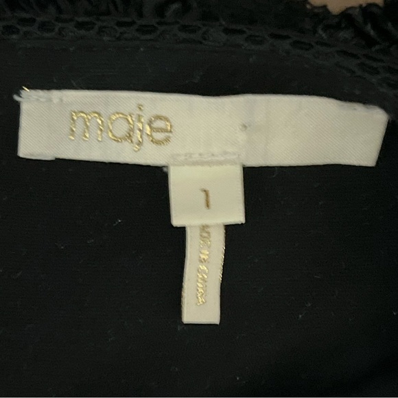 Luxury Maje ‘Jade’ Black Honeycomb Mesh Embroidered Skirt - Picture 8 of 9